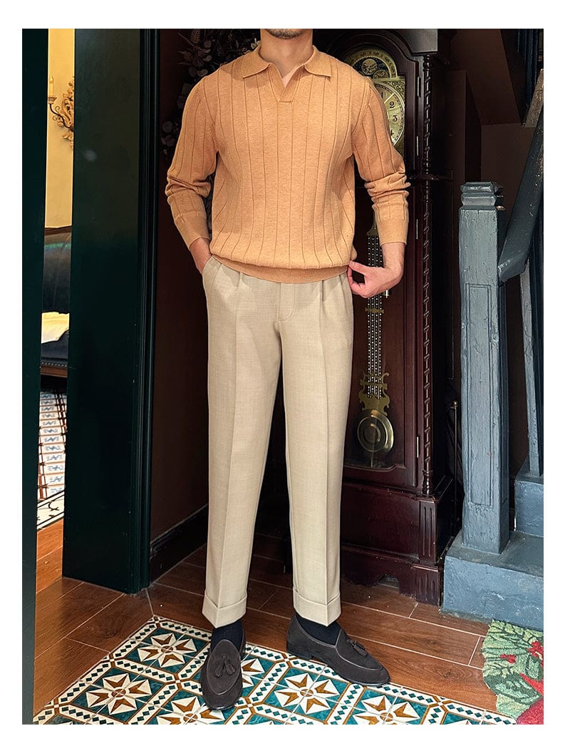Pull Polo d’Hiver à Manches Longues pour Homme | Doux & Chaud