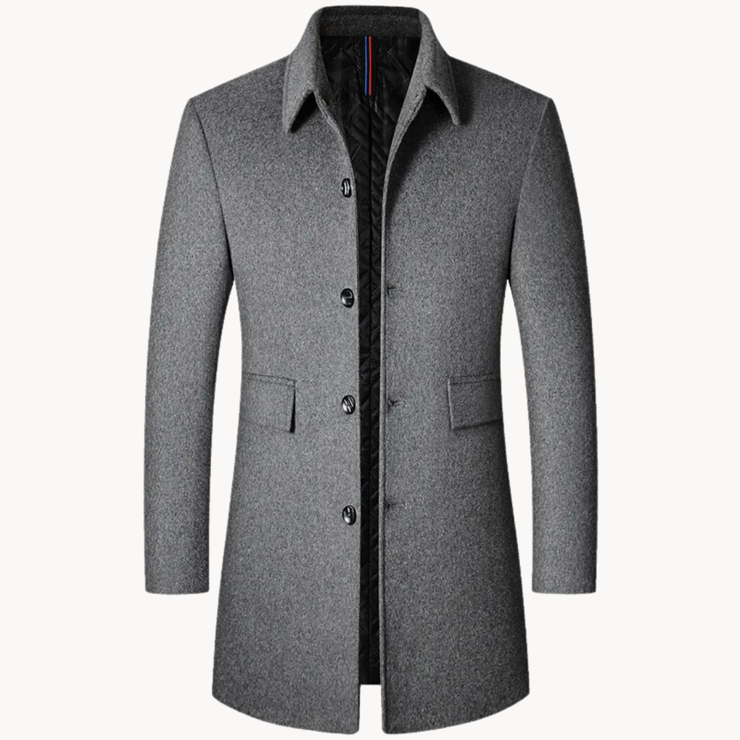 Manteau Classique Long à Boutons pour Homme | Manteau d’Hiver Chaud