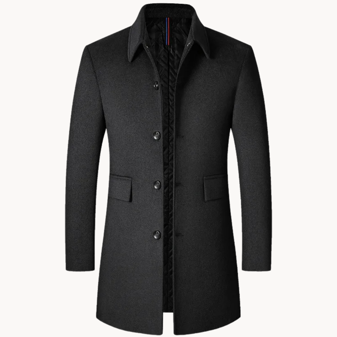 Manteau Classique Long à Boutons pour Homme | Manteau d’Hiver Chaud