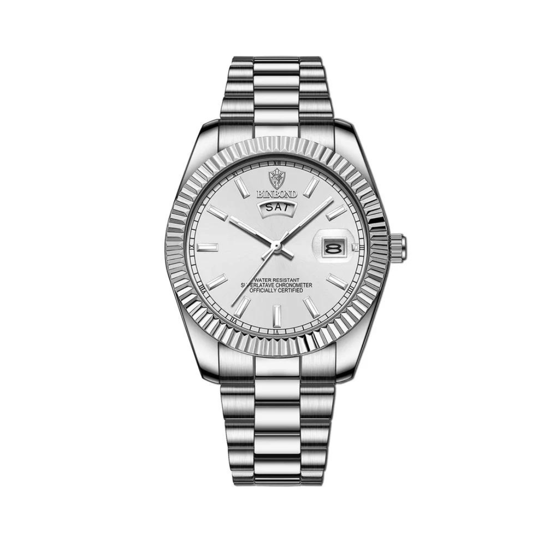 Montre Automatique en Acier Inoxydable pour Homme avec Affichage Jour-Date | Résistante à l’Eau