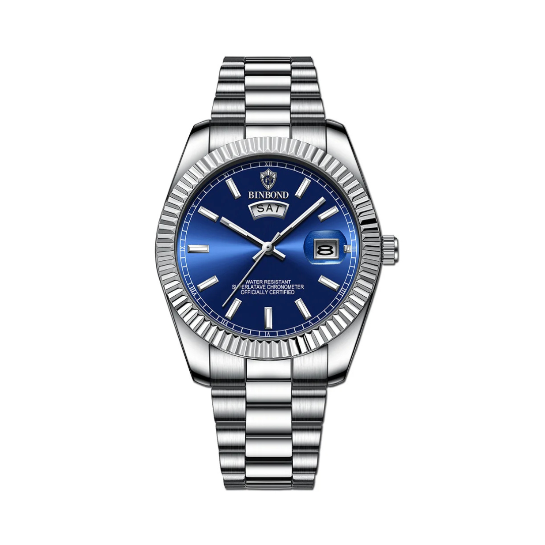 Montre Automatique en Acier Inoxydable pour Homme avec Affichage Jour-Date | Résistante à l’Eau