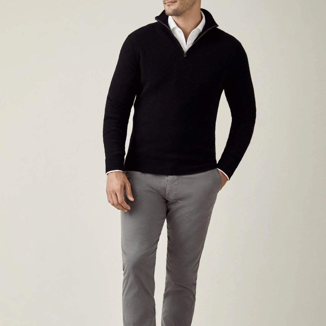 Pull Chaud Slim Fit à Demi-Zip pour Homme | Pull d’Hiver Zippé