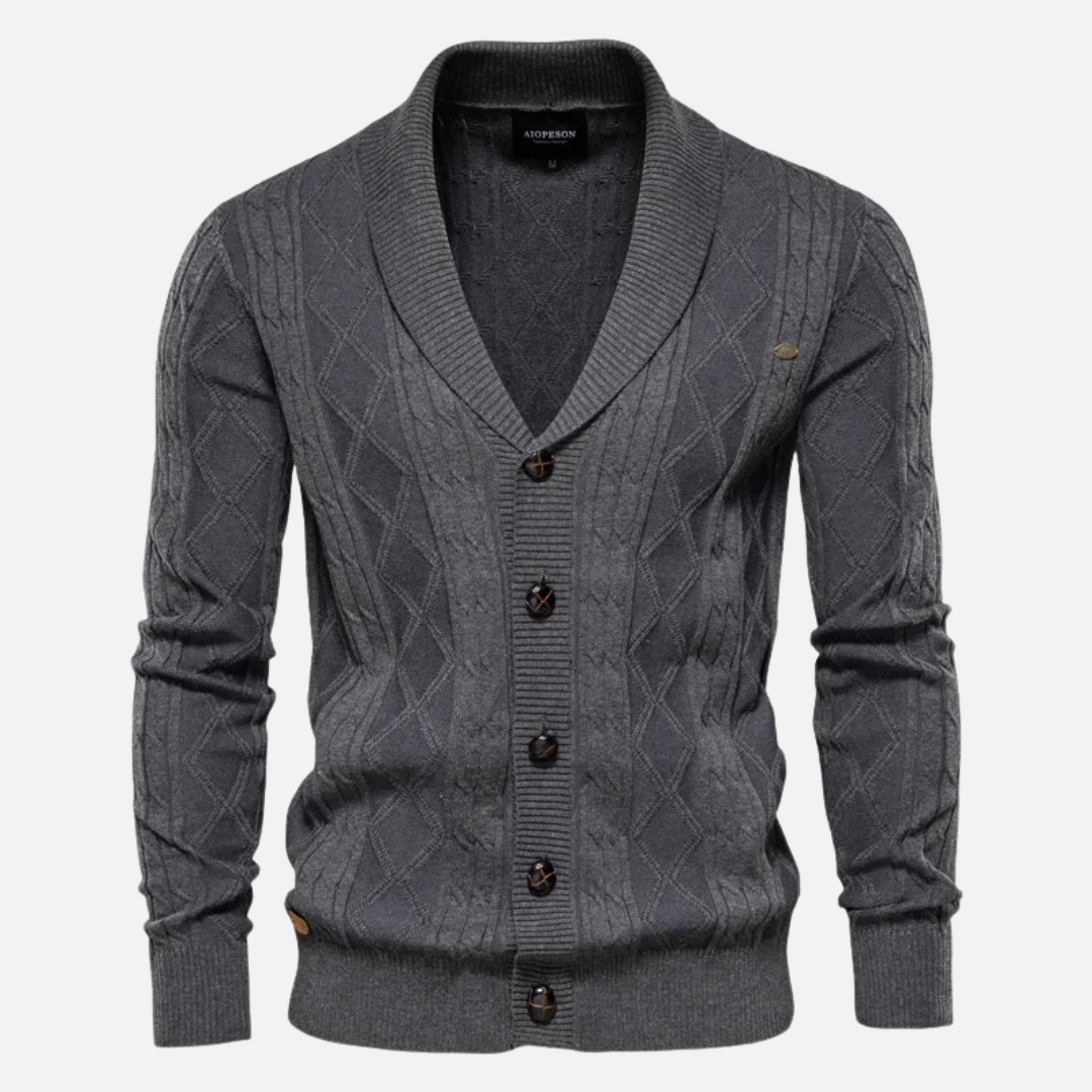 Cardigan Tricoté à Boutons pour Homme | Pull d’Hiver Chaud à Col Châle