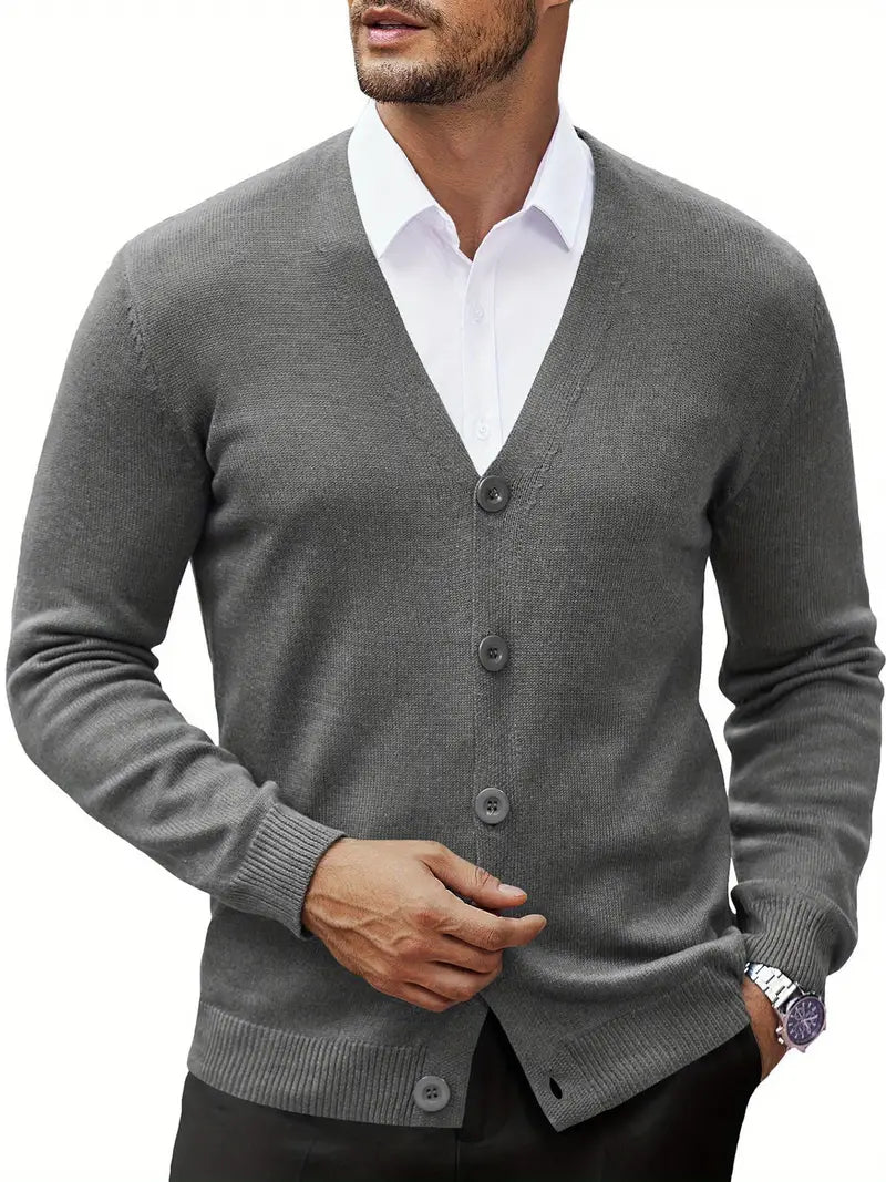 Cardigan à Col V pour Homme avec Boutons | Pull d’Hiver Chaud et Confortable