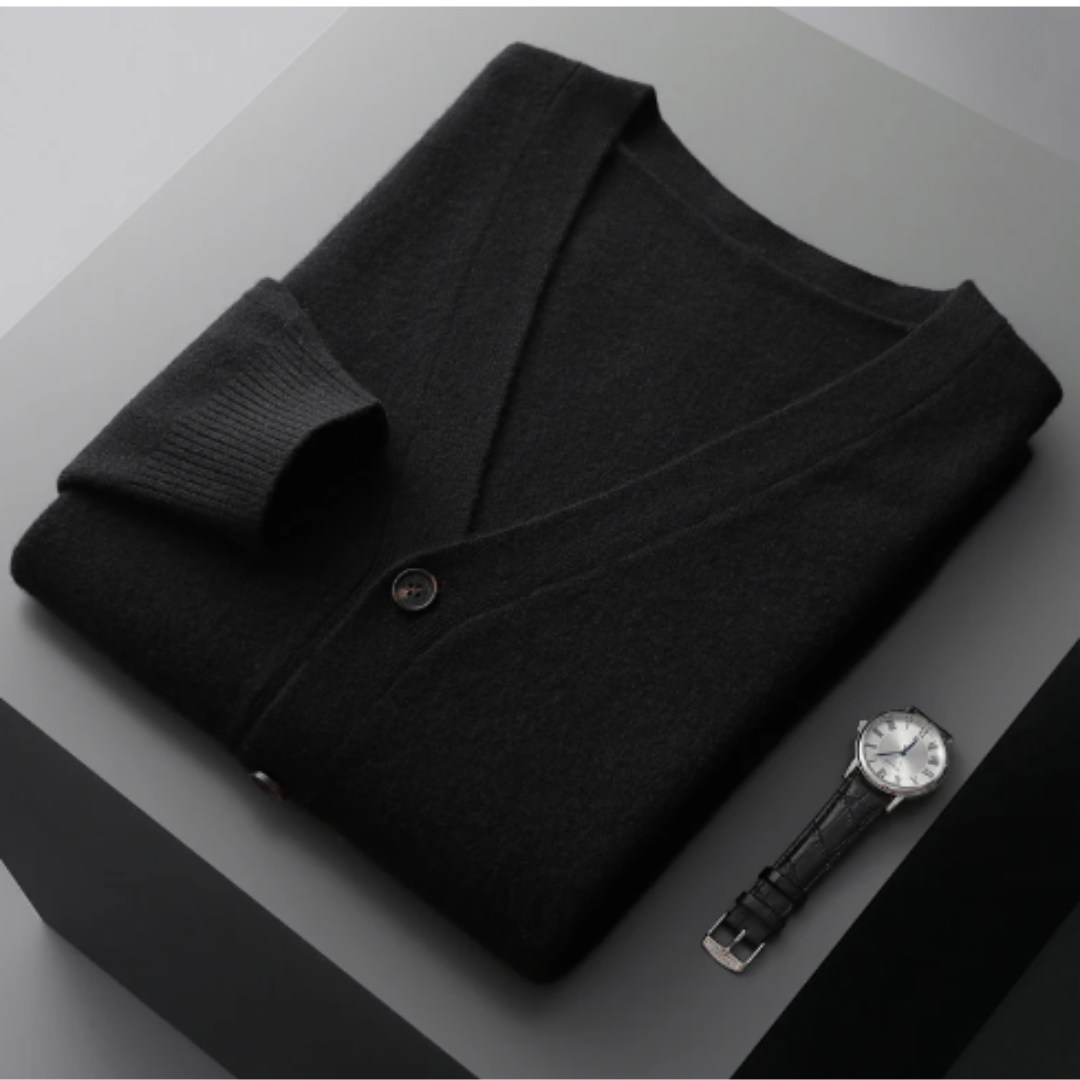 Cardigan en Maille à Col V et Boutons pour Homme | Pull d’Hiver Coupe Slim