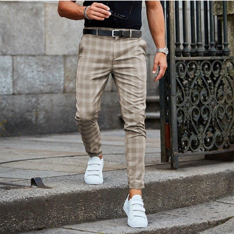 Pantalon Slim Fit à Carreaux pour Homme | Pantalon Décontracté à Motif Plaid Moderne