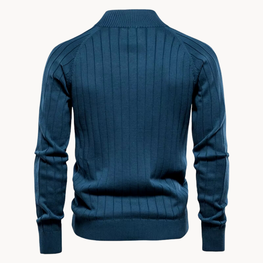 Cardigan Zippé en Maille Texturée pour Homme | Pull d’Hiver Décontracté à Col Montant