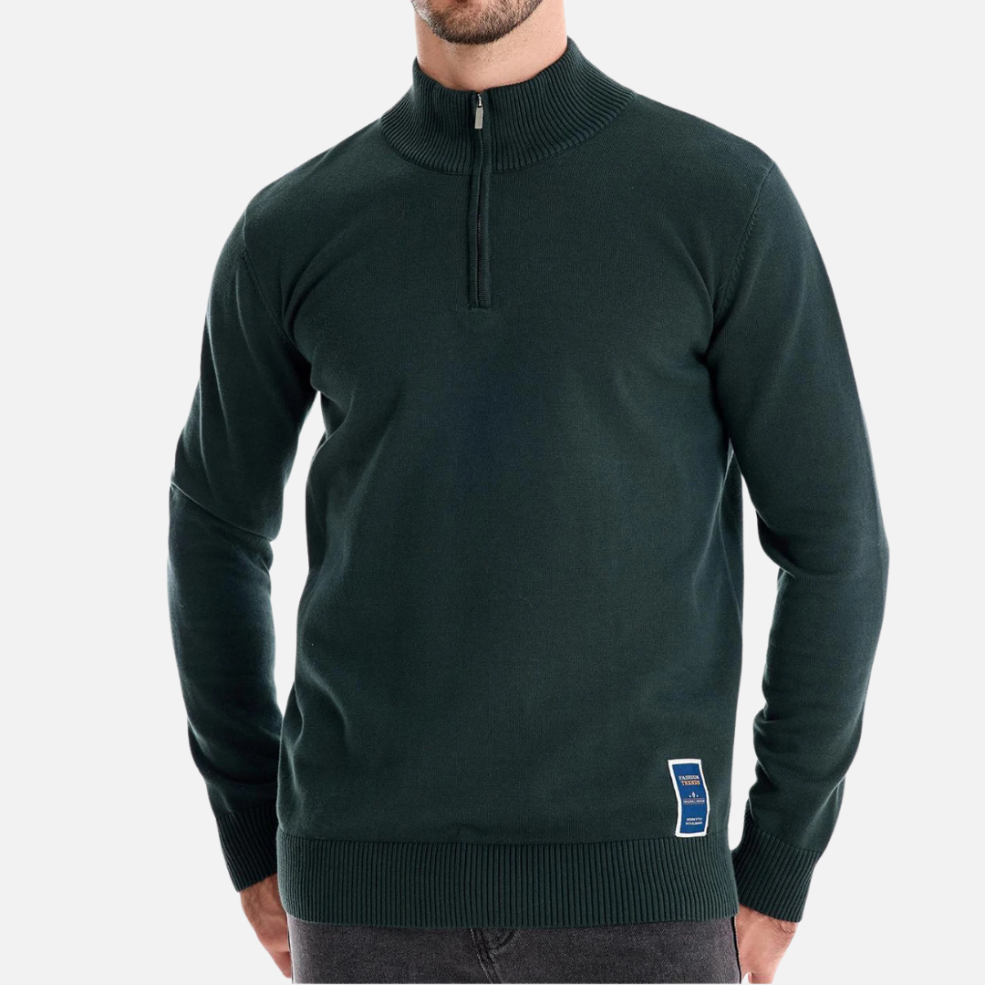 Pull en Maille à Demi-Zip pour Homme | Pull d’Hiver à Col Montant Chaud