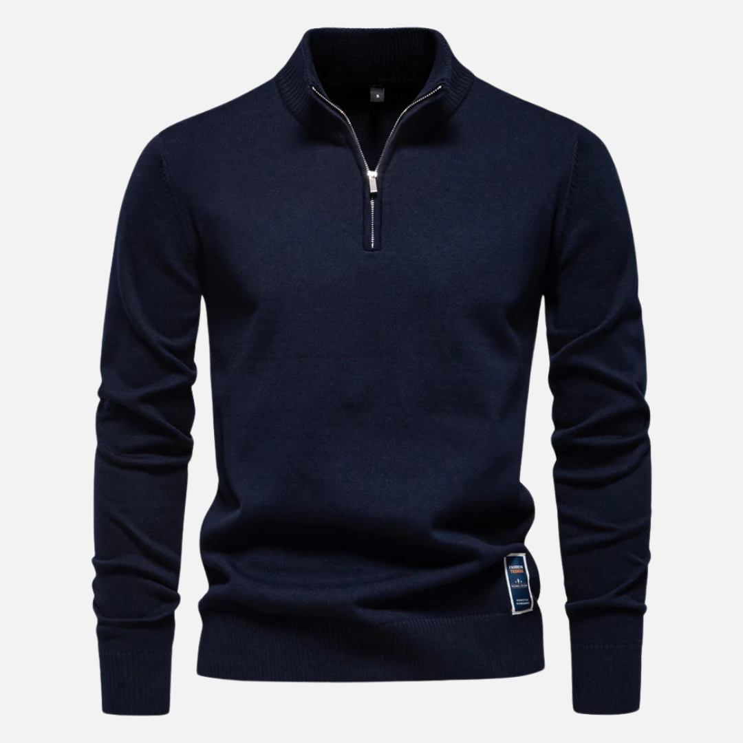 Pull en Maille à Demi-Zip pour Homme | Pull d’Hiver à Col Montant Chaud