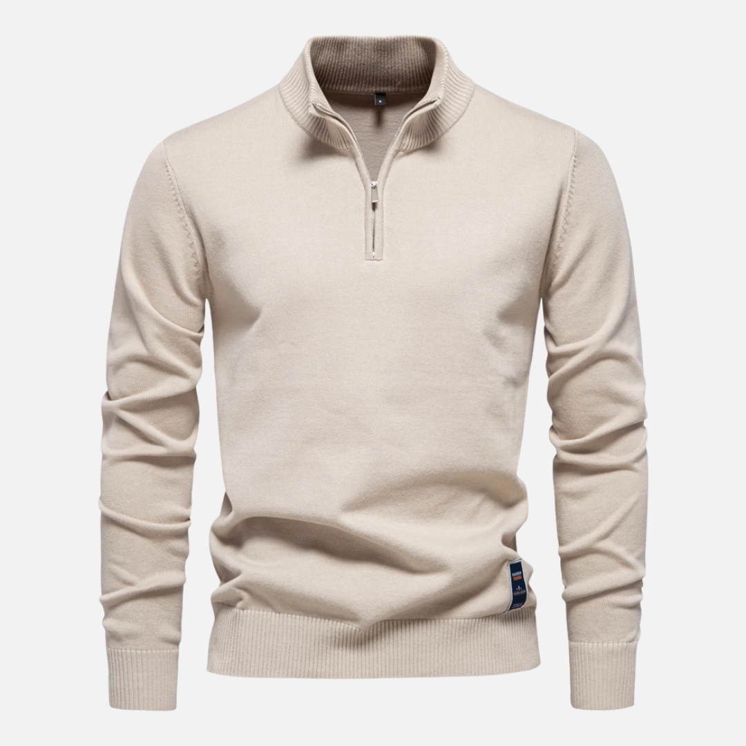Pull en Maille à Demi-Zip pour Homme | Pull d’Hiver à Col Montant Chaud