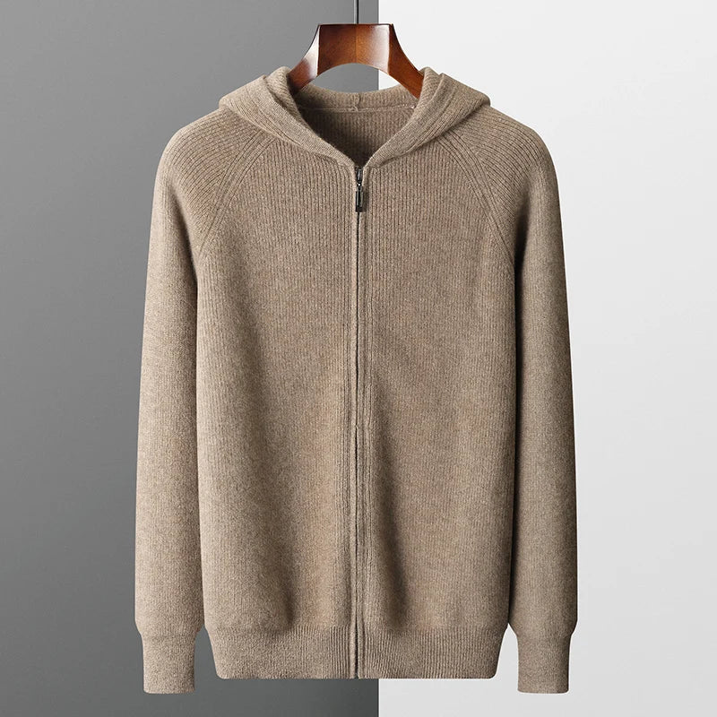 Sweat à Capuche en Maille Zippé Chaud pour Homme | Pull d’Hiver Confortable