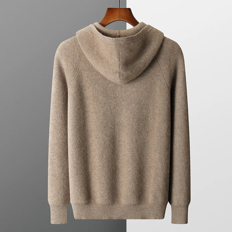 Sweat à Capuche en Maille Zippé Chaud pour Homme | Pull d’Hiver Confortable
