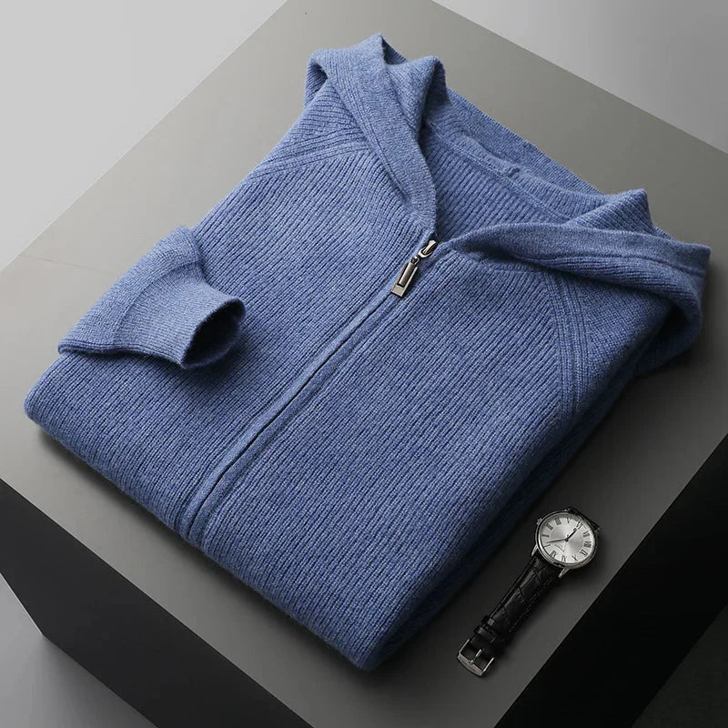 Sweat à Capuche en Maille Zippé Chaud pour Homme | Pull d’Hiver Confortable