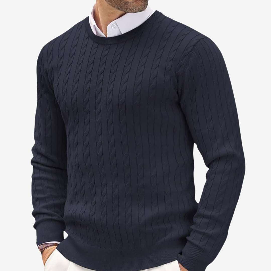 Pull d’Hiver à Col Rond en Maille Torsadée pour Homme | Pull Classique Chaud