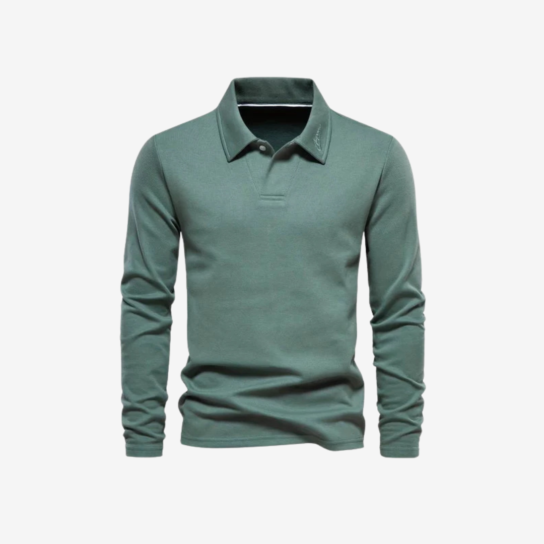 Polo à Manches Longues pour Homme avec Col Rabattu | Polo Décontracté Slim Fit