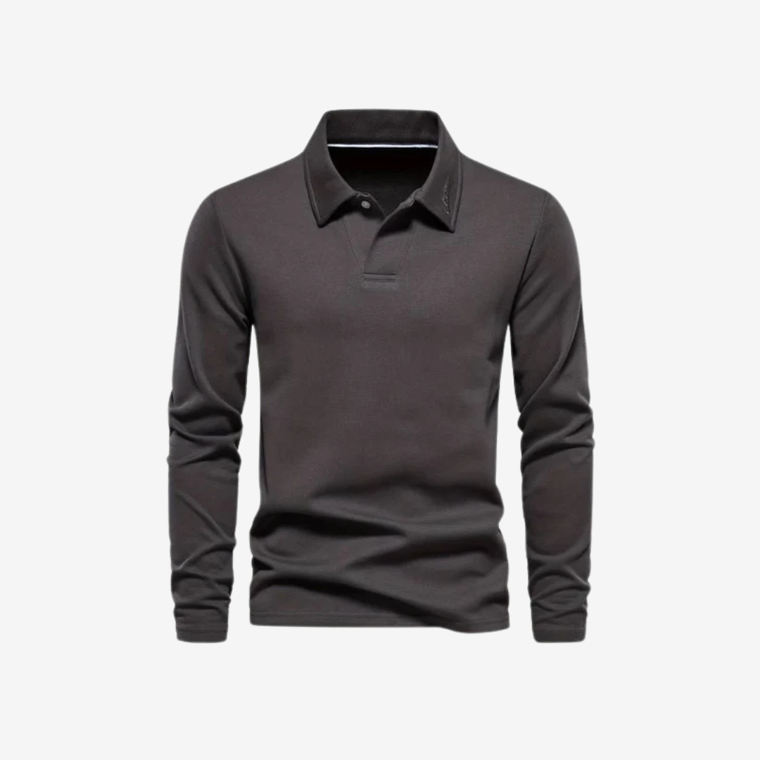 Polo à Manches Longues pour Homme avec Col Rabattu | Polo Décontracté Slim Fit