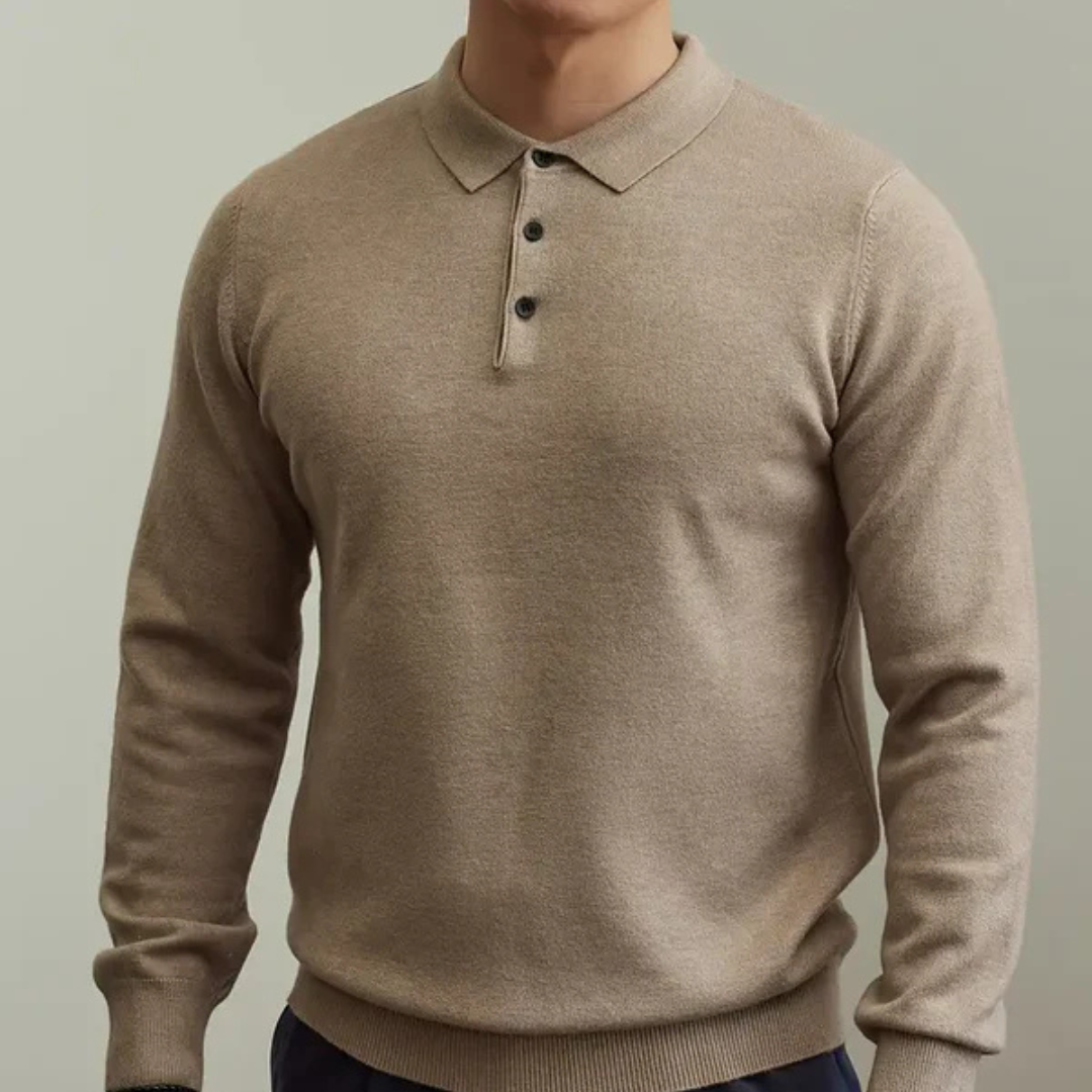 Pull Polo en Maille à Manches Longues pour Homme | Pull d’Hiver Confortable