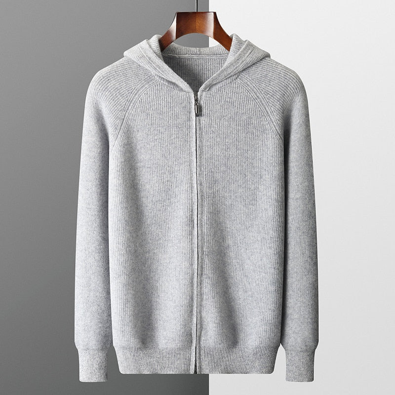 Sweat à Capuche Zippé Chaud pour Homme | Pull d’Hiver en Maille