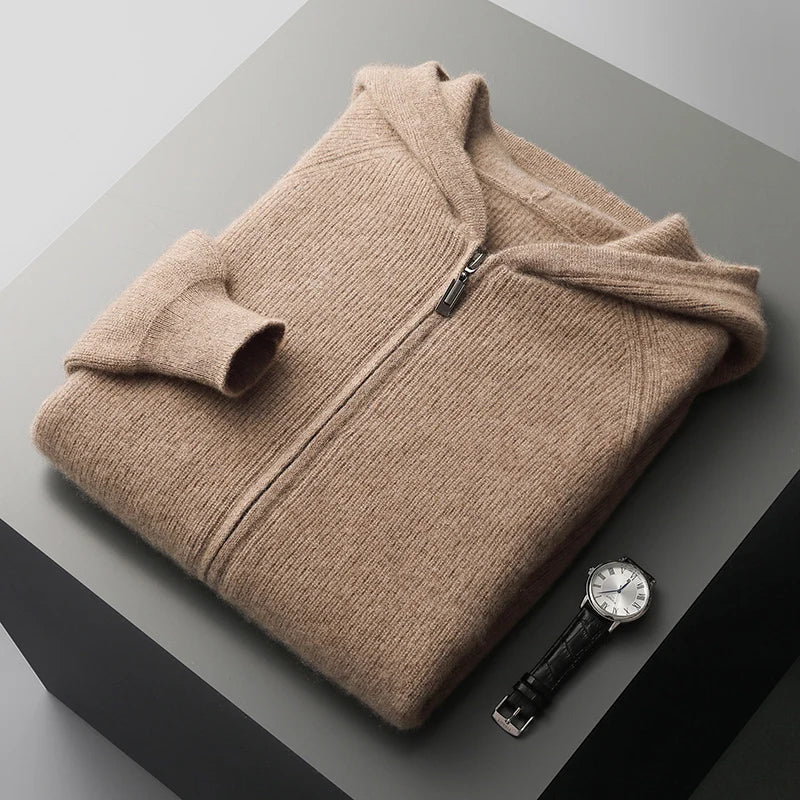 Sweat à Capuche Zippé Chaud pour Homme | Pull d’Hiver en Maille