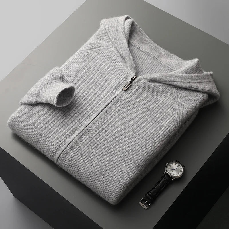 Sweat à Capuche Zippé Chaud pour Homme | Pull d’Hiver en Maille