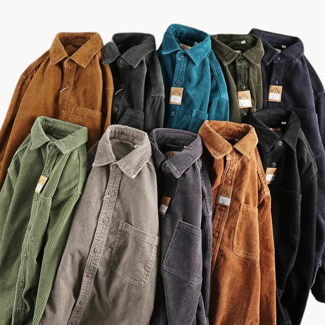 Surchemise à Manches Longues en Velours Côtelé pour Homme | Veste d’Extérieur Chaude