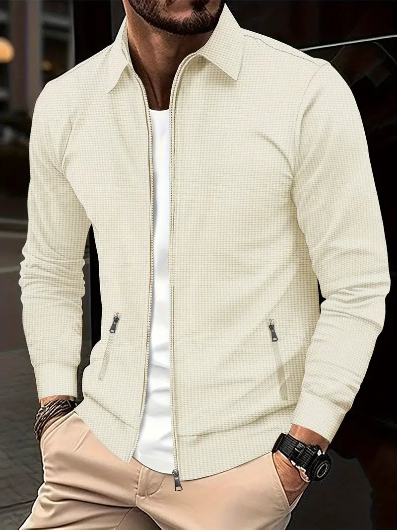 Veste d’Hiver Légère à Fermeture Éclair Intégrale pour Homme avec Poches Avant | Veste Chaude à Coupe Décontractée