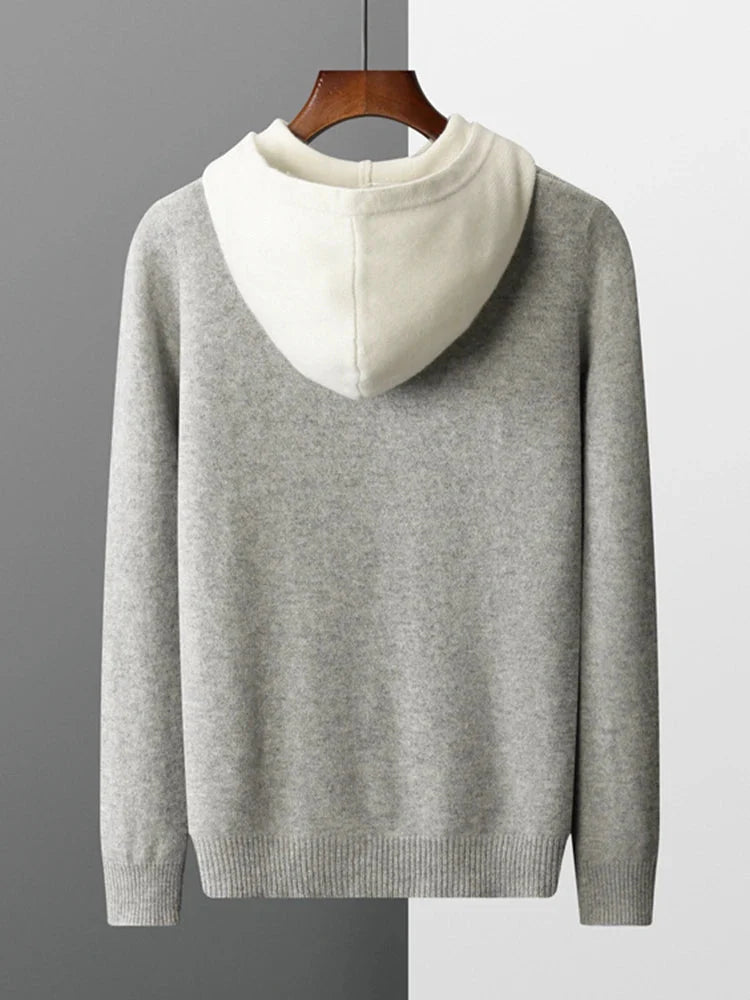 Pull à Col Polo avec Capuche pour Homme | Pull d’Hiver à Manches Longues Chaud