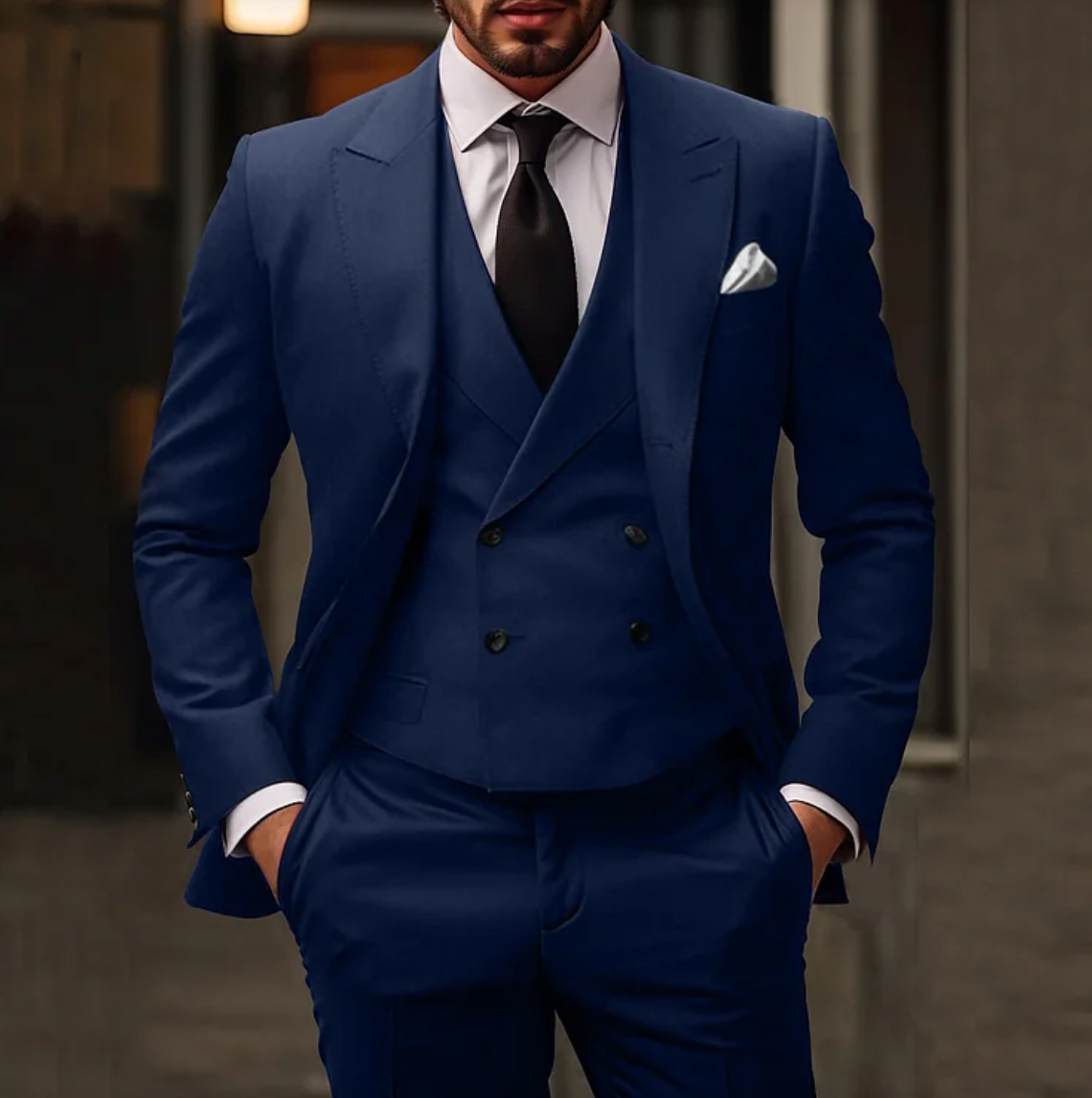 Costume 3 Pièces Slim Fit pour Homme avec Blazer, Gilet et Pantalon | Costume de Bureau Formel