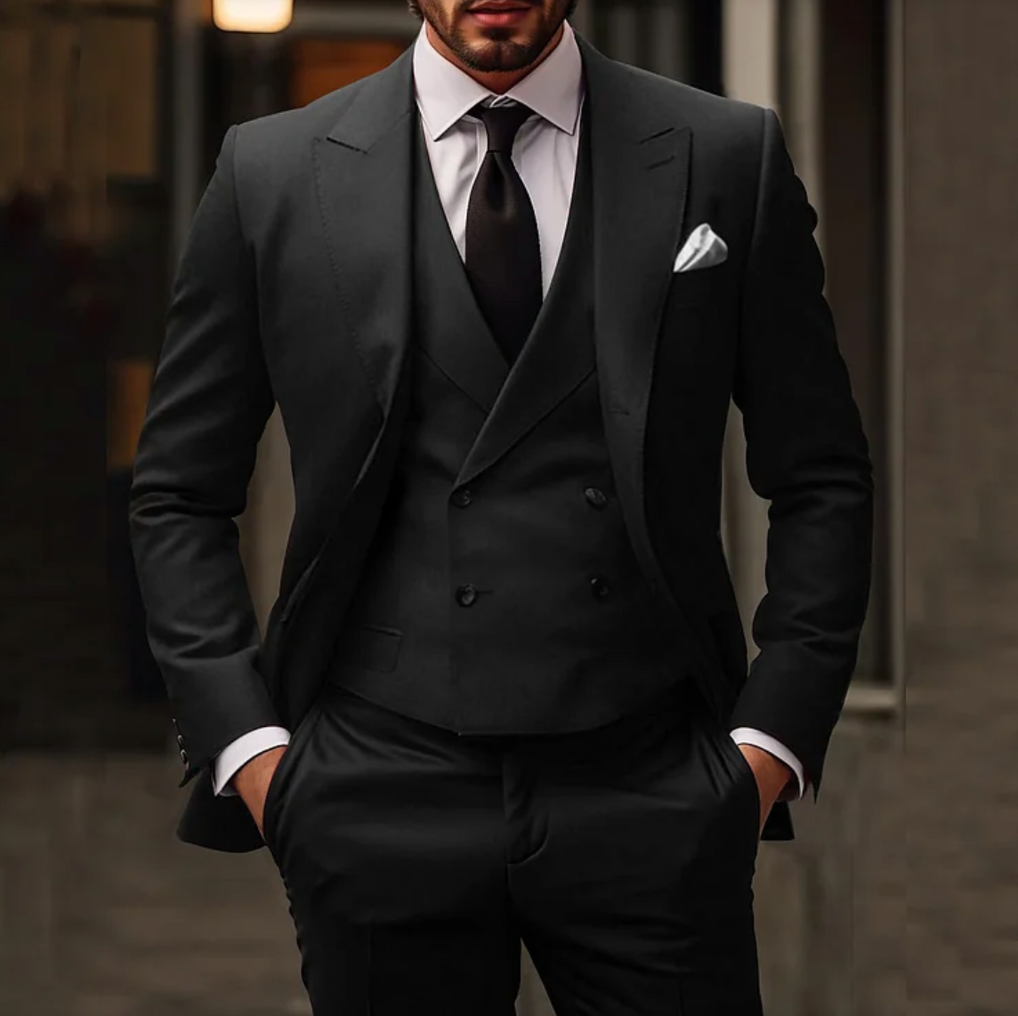 Costume 3 Pièces Slim Fit pour Homme avec Blazer, Gilet et Pantalon | Costume de Bureau Formel