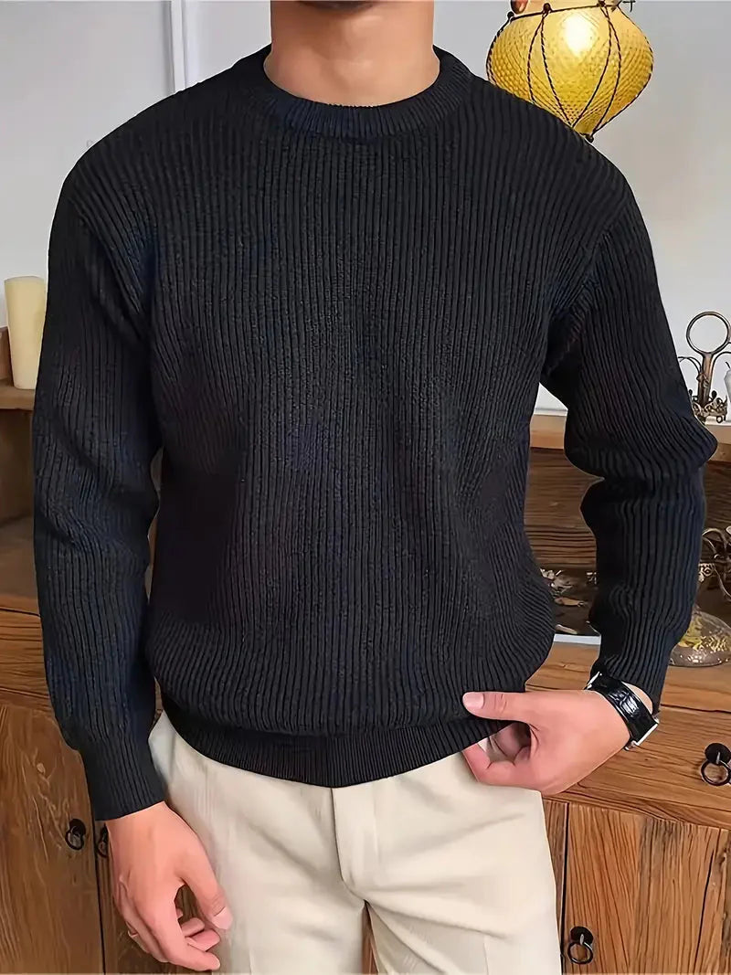 Pull d’Hiver Chaud pour Homme en Maille Côtelée | Pull Ajusté Slim