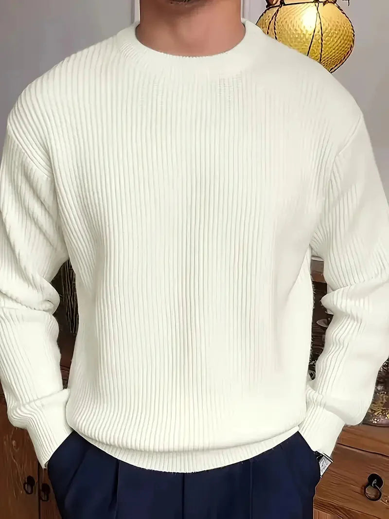 Pull d’Hiver Chaud pour Homme en Maille Côtelée | Pull Ajusté Slim