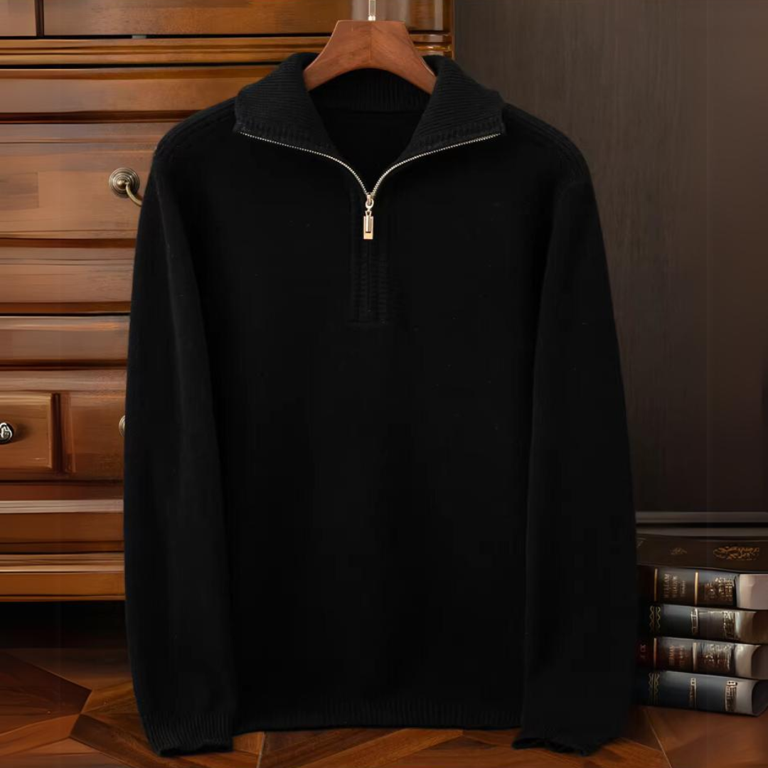 Pull Chaud en Maille à Demi-Zip pour Homme | Pull d’Hiver Confortable à Manches Longues