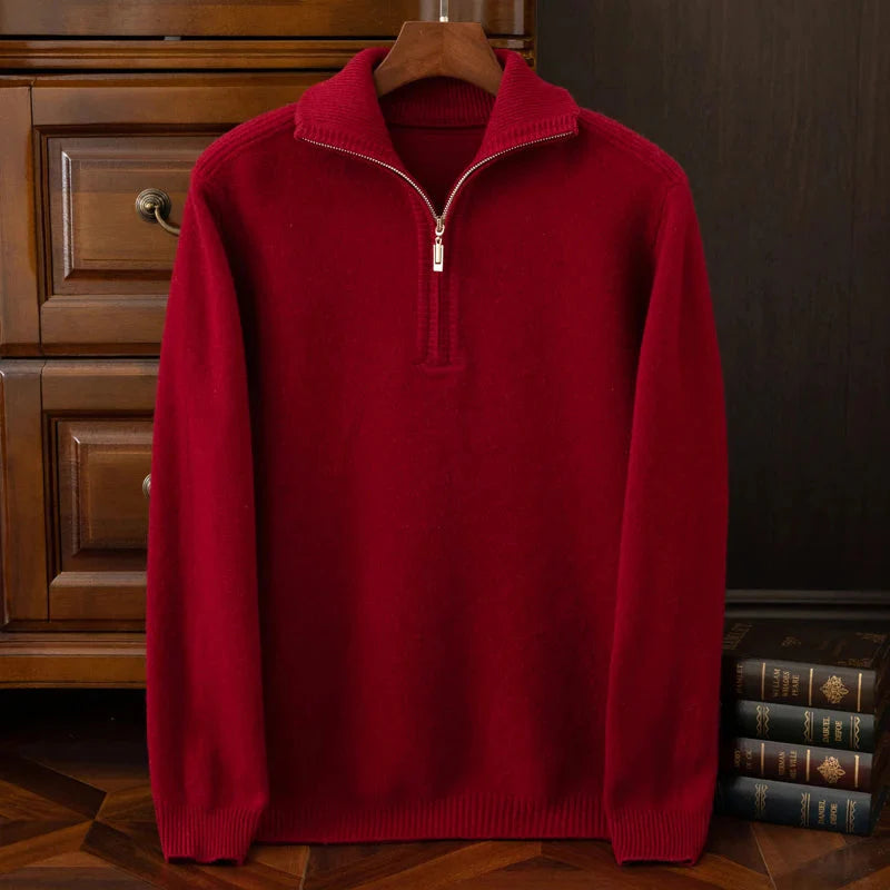 Pull Chaud en Maille à Demi-Zip pour Homme | Pull d’Hiver Confortable à Manches Longues
