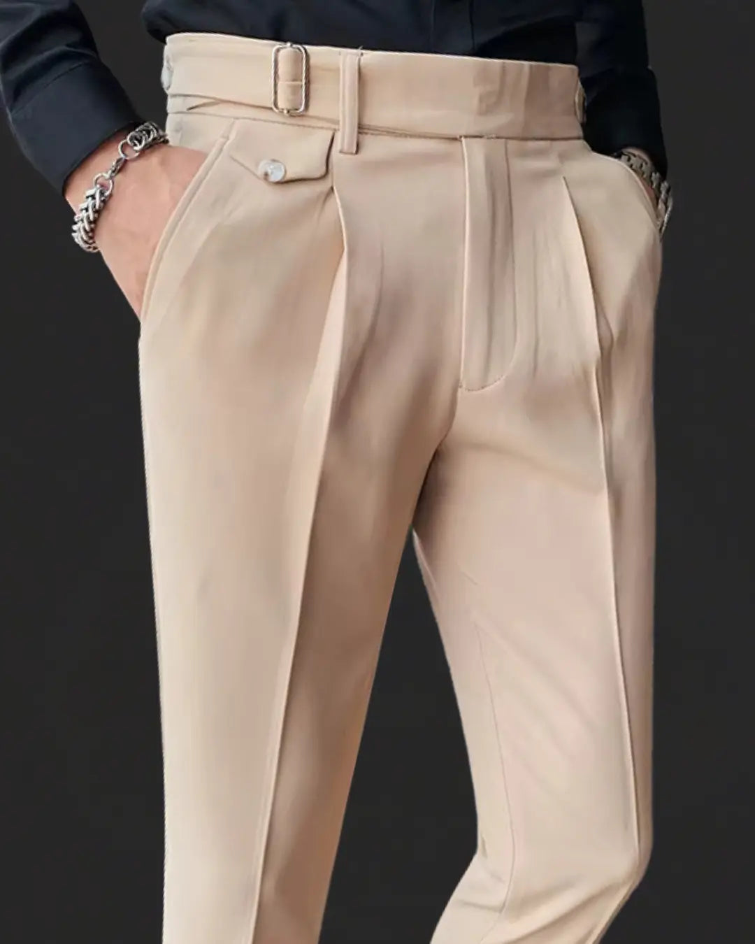 Pantalon de Costume Plissé pour Homme | Pantalon Habillé Slim Fit