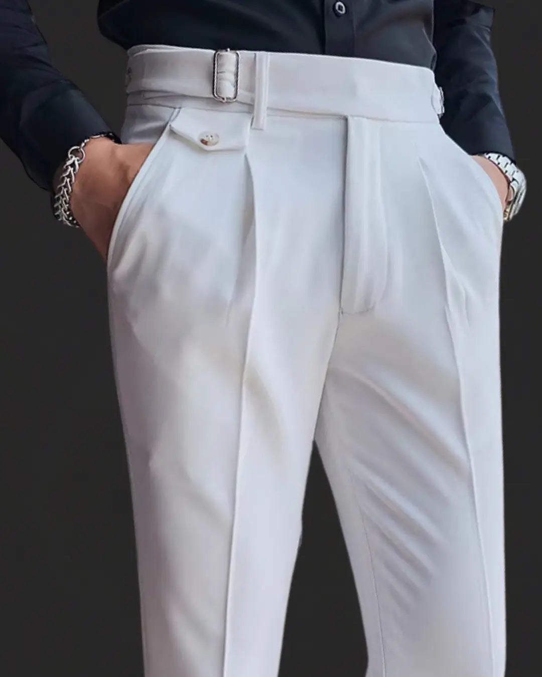 Pantalon de Costume Plissé pour Homme | Pantalon Habillé Slim Fit