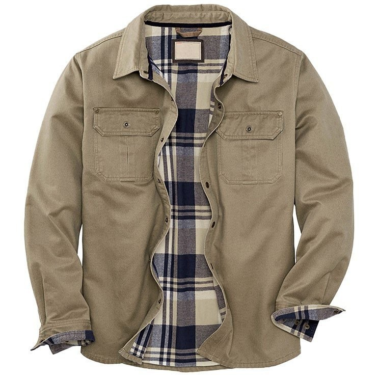 Surchemise à Boutons pour Homme avec Doublure à Carreaux | Veste-Chemise Décontractée d’Hiver