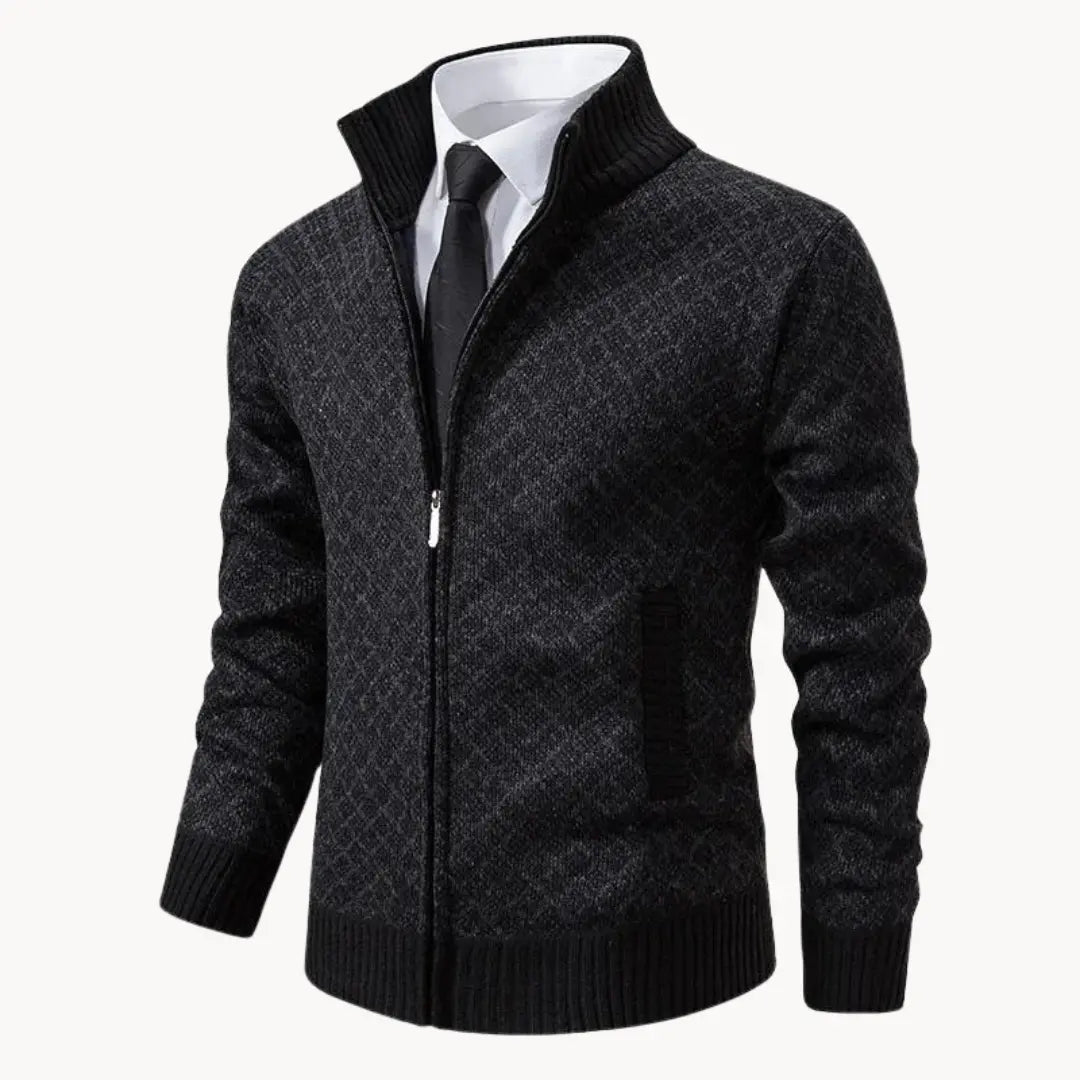 Veste Cardigan en Maille Zippée d’Hiver pour Homme | Pull Chaud à Col Montant