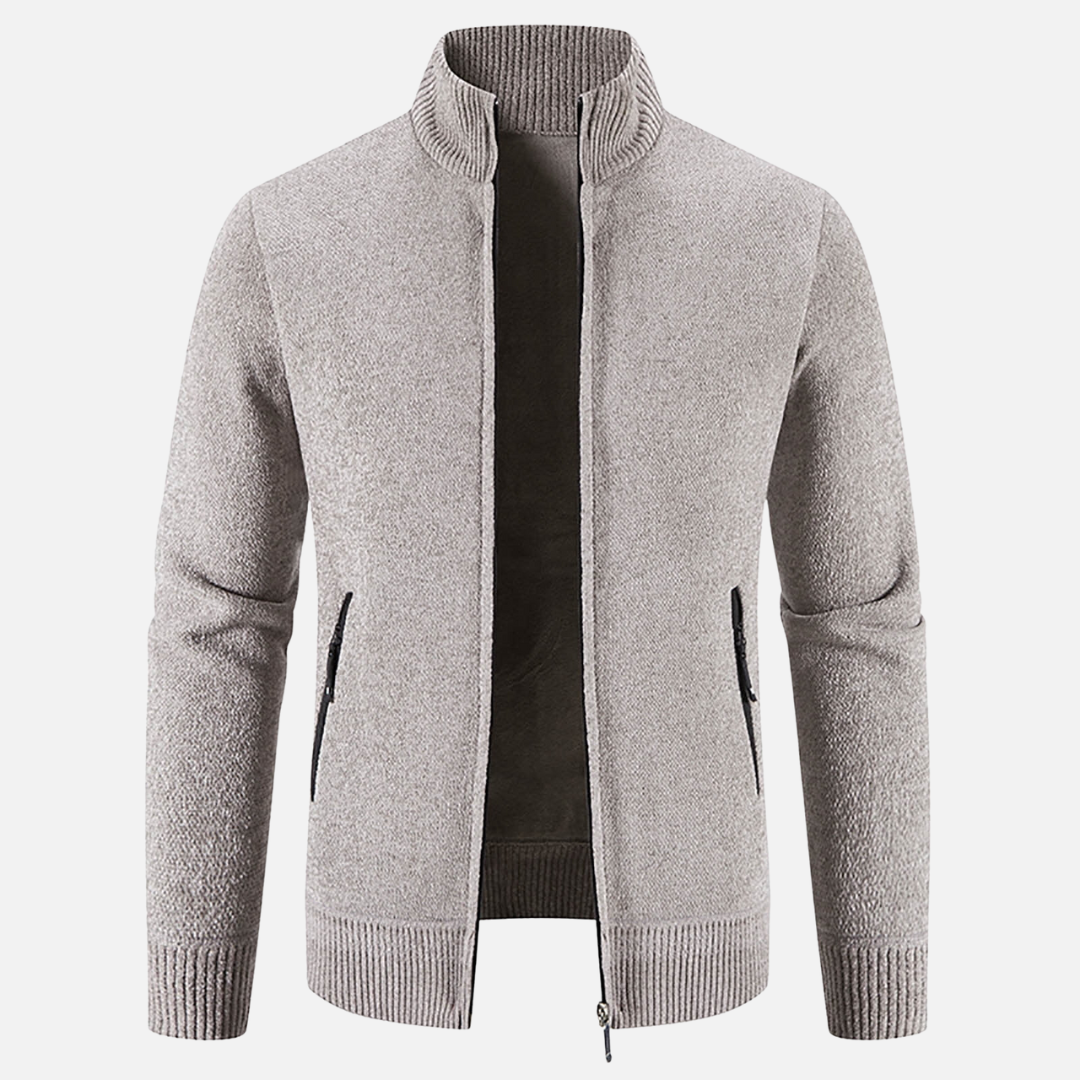 Cardigan Zippé d’Hiver pour Homme en Maille | Pull Chaud à Col Montant