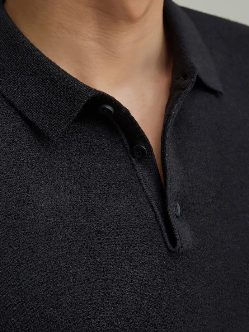 Pull Polo en Maille avec Boutons pour Homme | Chaud