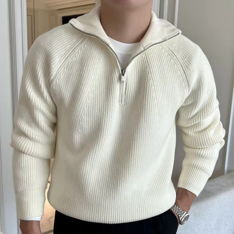 Pull en Maille à Manches Longues et Demi-Zip pour Homme | Pull Chaud et Confortable