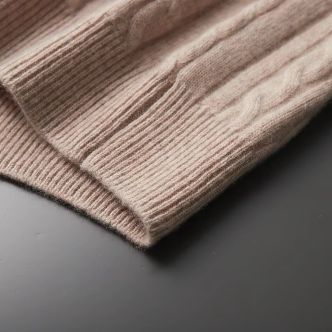 Pull Classique en Maille Torsadée à Demi-Zip pour Homme | Pull d’Hiver Chaud