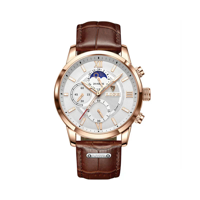 Montre Chronographe de Luxe pour Homme | Cadran Phase de Lune