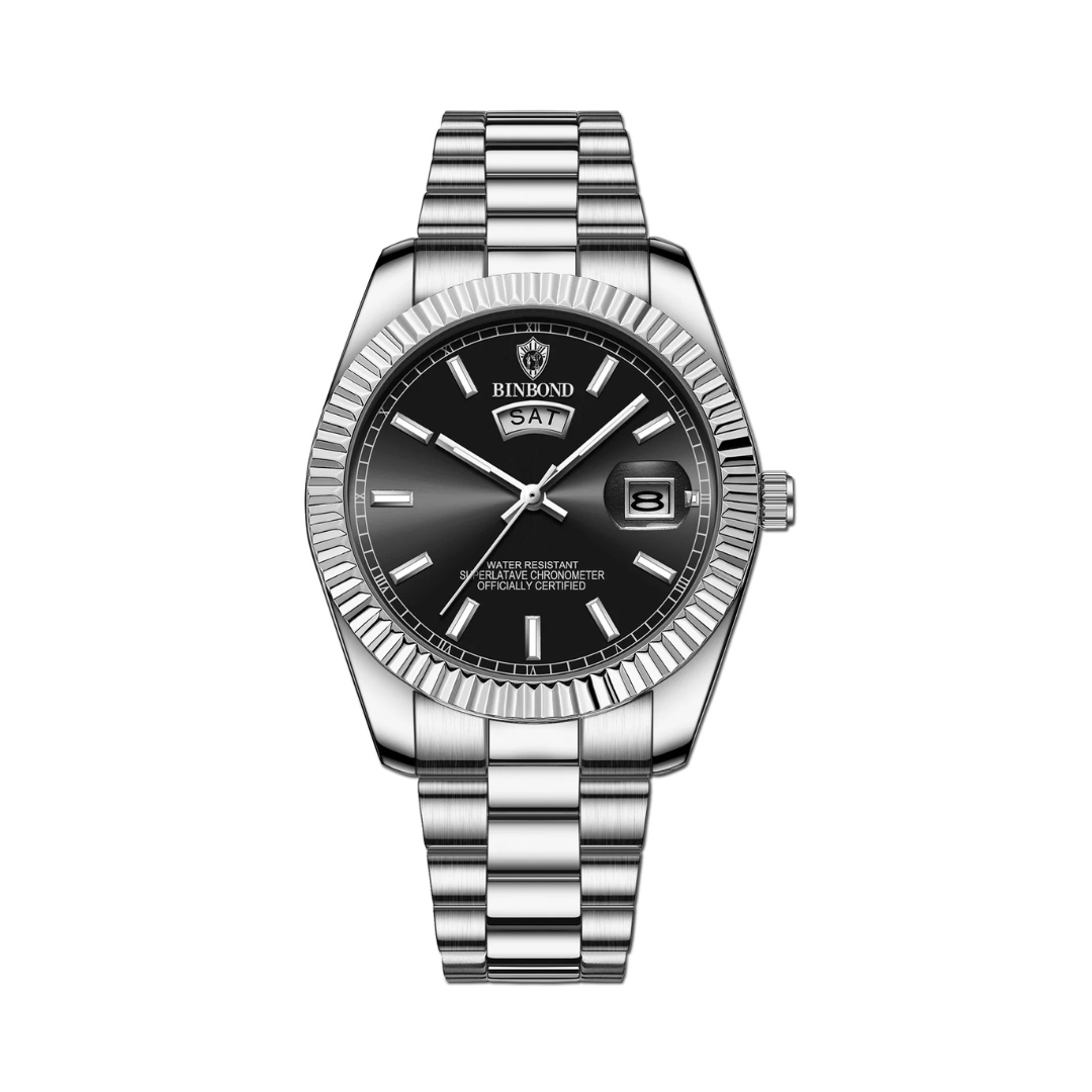 Montre Automatique en Acier Inoxydable pour Homme avec Affichage Jour-Date | Résistante à l’Eau