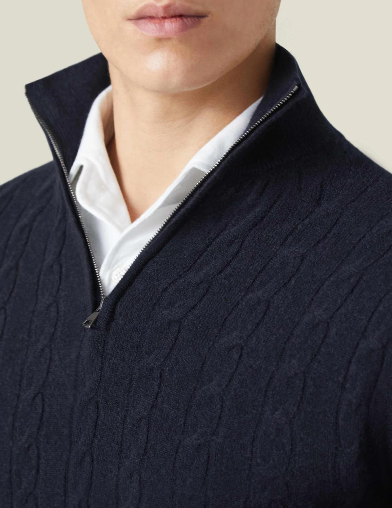 Pull en Maille Torsadée à Demi-Zip pour Homme | Pull d’Hiver Chaud