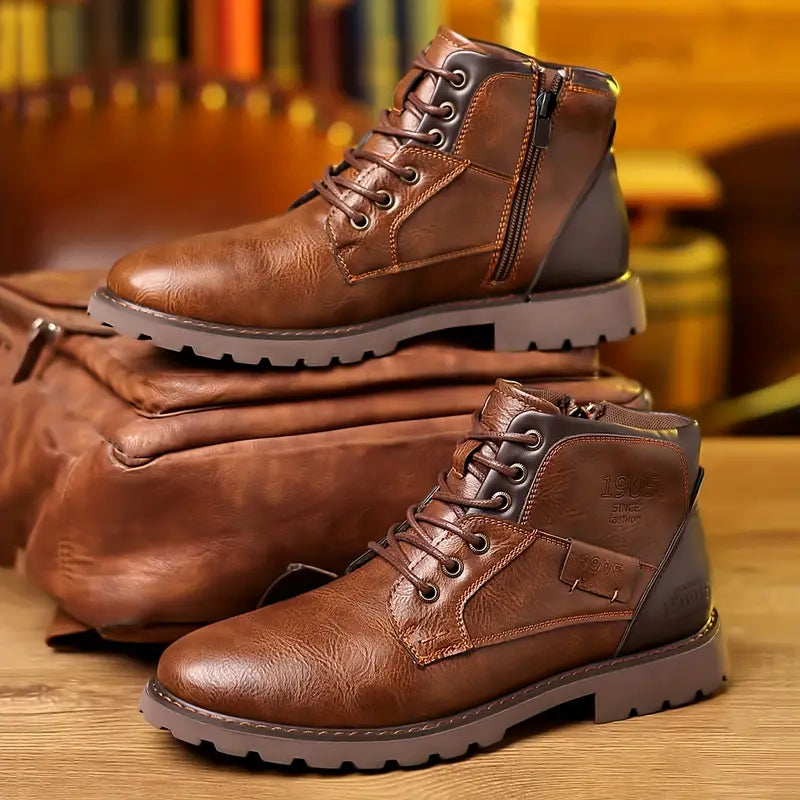 Bottes à Lacets pour Homme avec Fermeture Éclair Latérale | Bottines Classiques et Durables