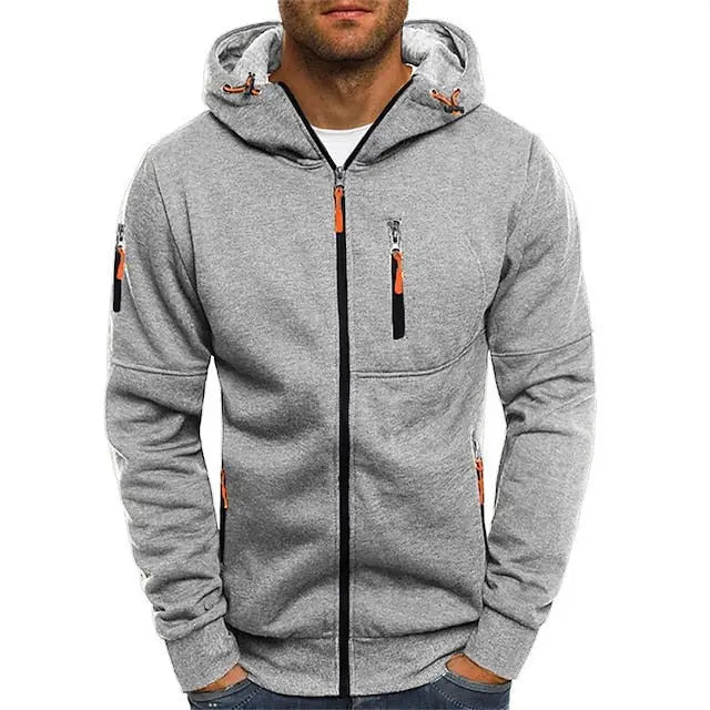 Sweat à Capuche Zippé d’Hiver pour Homme | Sweat Chaud avec Poches