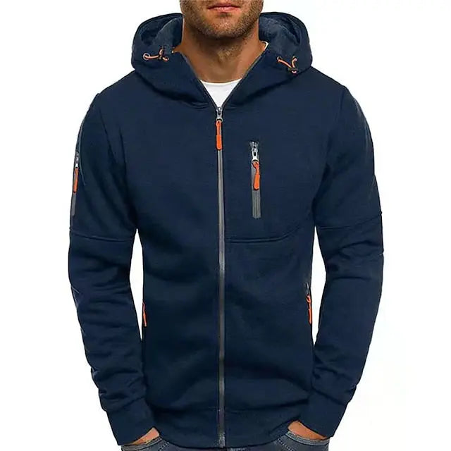 Sweat à Capuche Zippé d’Hiver pour Homme | Sweat Chaud avec Poches