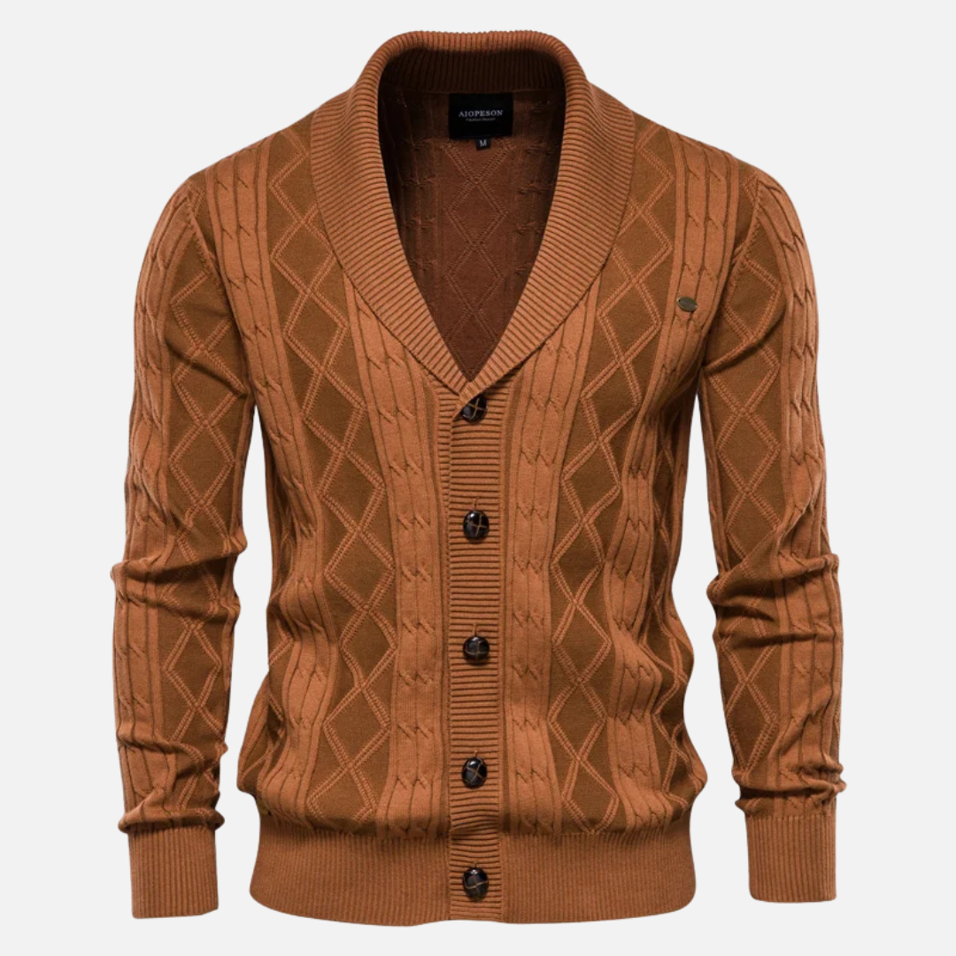 Cardigan Tricoté à Boutons pour Homme | Pull d’Hiver Chaud à Col Châle