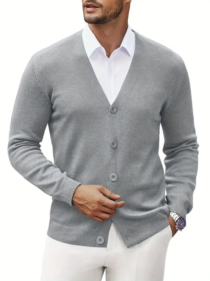 Cardigan à Col V pour Homme avec Boutons | Pull d’Hiver Chaud et Confortable