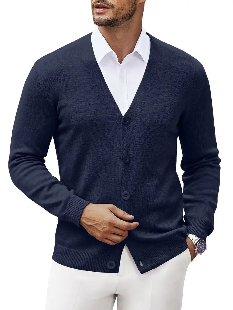 Cardigan à Col V pour Homme avec Boutons | Pull d’Hiver Chaud et Confortable